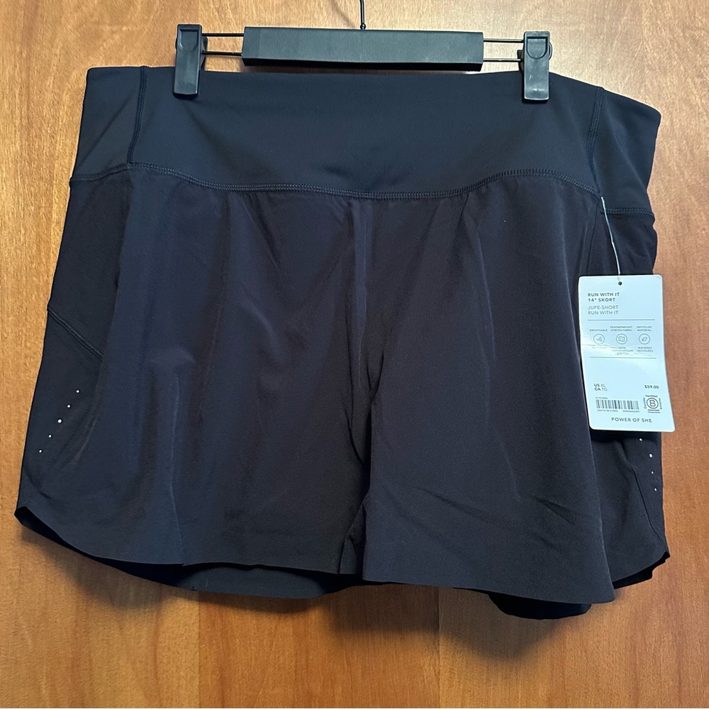 NWT Athleta Run With It 14” Skort Short Skirt Black Extra Large XL
